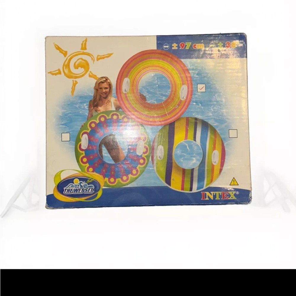 VTG Intex THE WET SET 38” Stripe Inflatable Tube w Handles Sealed 2005 Water Toy